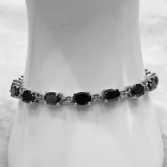 Shungite Sterling Silver Tennis Bracelet 7.25” - Picture 2 of 8